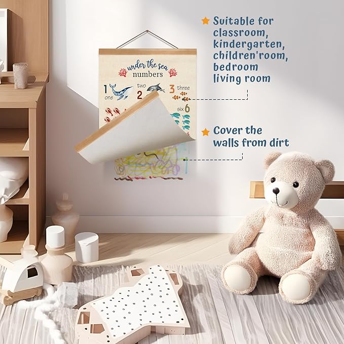 ZTGDA Alphabet Numbers Wall ArtSet of 2,ABC &123 Educational Learning Posters, Marine Fishs Wall Hanging Decor for Toddler Room Playroom,Nursery,or Classroom 12x16inch (Ocean Animal)