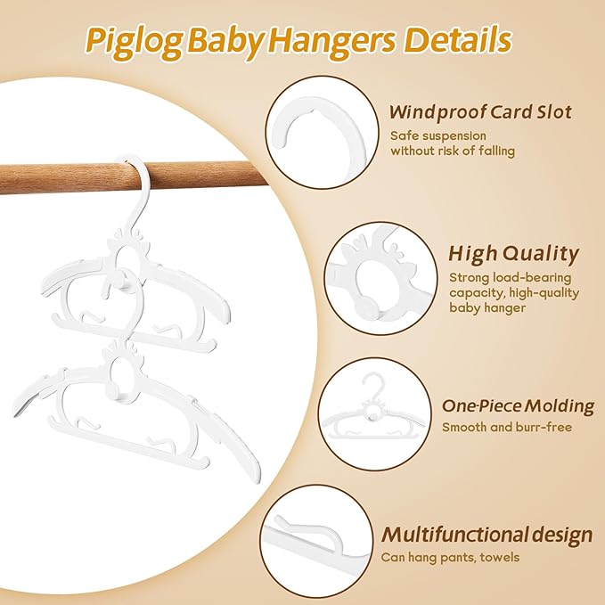 Toddler Hangers 60PCS, 11"-14" Extendable and Stackable Baby Hangers, 45g Ultra-Thick Space Saving Non-Slip Plastic Hanger for Infant, Kids and Nursery Closet, White