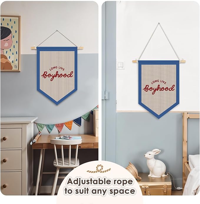 Wheatwin Long Live Boyhood Pennant Flag Banner, Boys Room Decor, Vintage Playroom Wall Decor for Kids Boys Toddler Nursery Bedroom Playroom 15x11 Inch