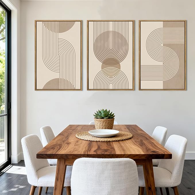 Anyzal Neutral Boho Wall Art Minimalist Abstract Line Artwork for Living Room Bedroom Office 16x24 Inch Set of 3