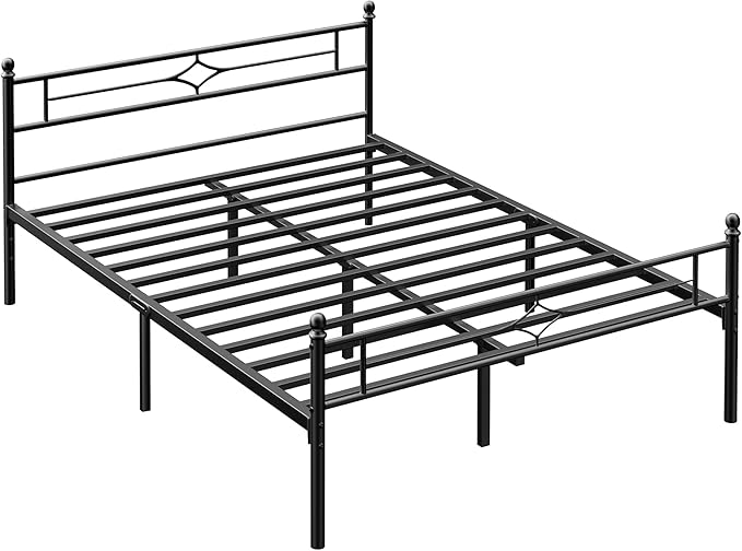 BedsPick Full Size Metal Bed Frame with Headboard and Footboard, Platform Bed Frame with Premium Steel Slats Support/12.5'' Under Bed Storage Space/No Box Spring Needed/Noise Free/Easy Assembly/Black