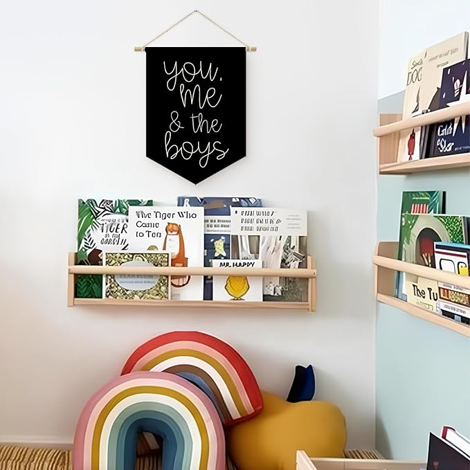 Boys Playroom Decor - You Me & The Boys Banner, Wall Hanging Pennant Flag Decor for Nursery, Classroom & Playroom Essentials