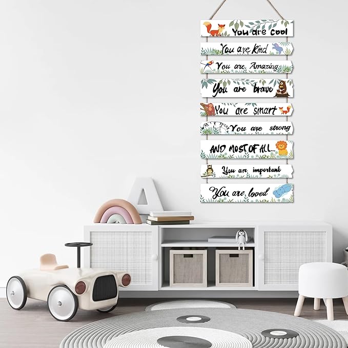 Woodland Nursery Room Decor for Baby Bedroom - Jungle Safari Animal Theme Wall Decor for Toddler Boy or Girl - Colorful Elephant Giraffe Lion Forest Wall Art Decorations