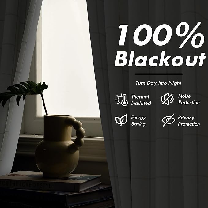 DriftAway 2 Panels 100% Blackout Windowpane Plaid Linen Curtains Double Layer Drapes for Bedroom 72 Inches Long Farmhouse Thermal Insulated 3.25 Inch Rod Pocket Back Tab for Living Room Taupe
