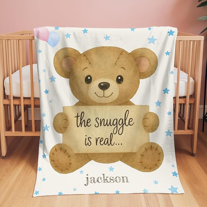 Ships from The US, Personalized Baby Blanket for Boy, Custom Baby Blanket for Kids Soft Flanne Blankets in Easter Personalized Baby Gifts for Infant Newborn Shower (Yellow)