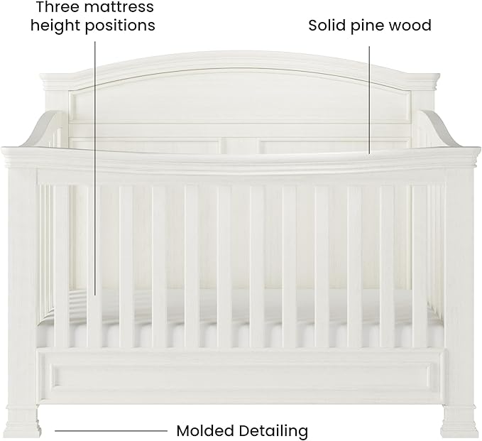 Child Craft Westgate Crib, Double Dresser, and Chest 3-Piece, Includes 4-in-1 Convertible Crib, Dresser, and Chest (Vintage Linen)