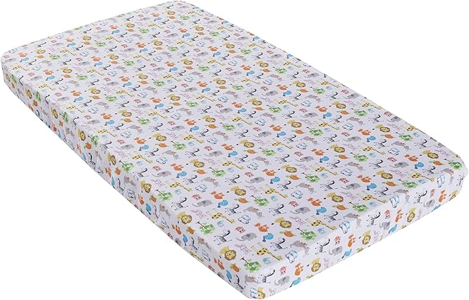 4 PCs Noah's Ark Nursery Crib Bedding Set Blue Grey Animal Theme Baby Crib Bedding Set Quilt + Skirt + Fitted Sheet + Window Valance