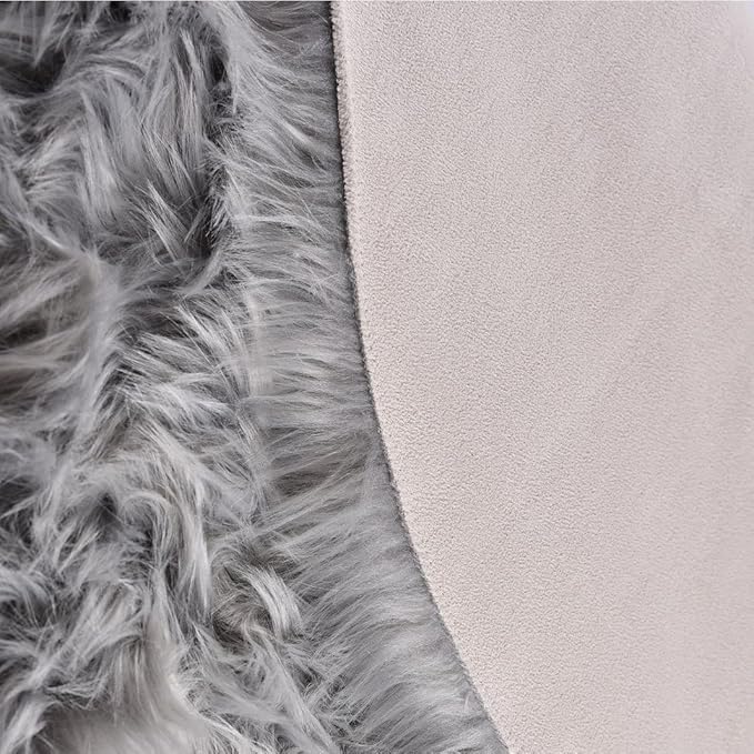 Silver Grey Plush Faux Sheepskin Fur Area Rugs for Bedroom Nursery Washable Shag Rug 4x6 Rectangle Rug