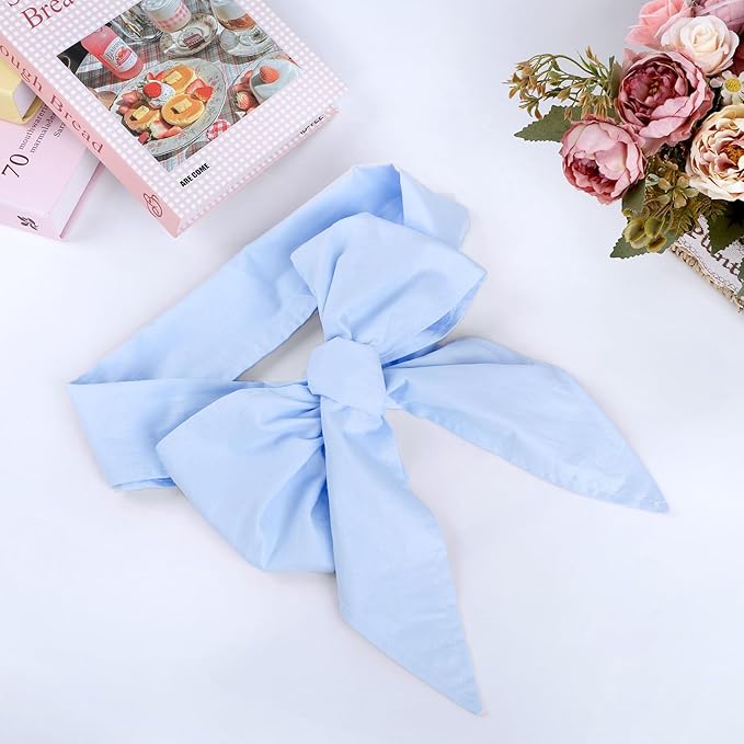 Newborn Swaddle Sash, Soft Cotton Bow Decorative Strap for Swaddles, Adorable Maternity Bow Sash, 70x5.5 Inch, Blue