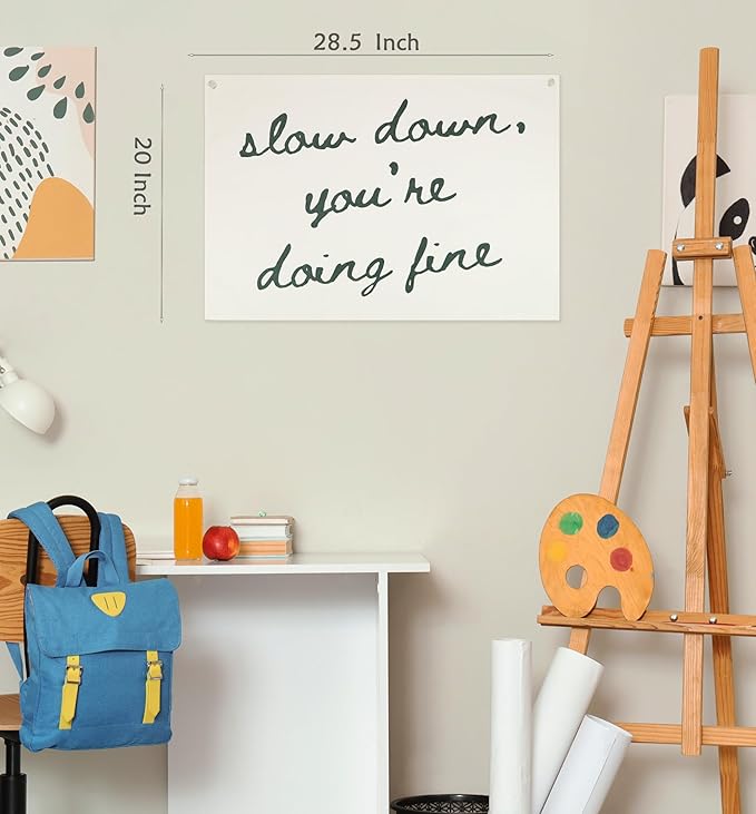 Mental Health Inspirational Rectangular Banner-Positive Affirmation Flag for Kids Teen Counselor Teacher,Classroom Therapy Office Homeschool Reading Room Wall Decor-Slow Down You're Doing Fine