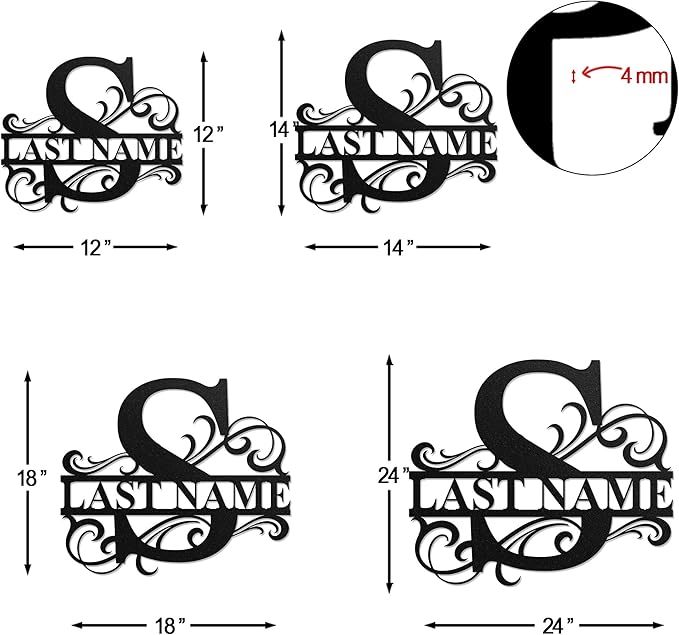 LULLBABYMALL Custom Metal Signs - Last Name Sign, Split Letter Monogram, Letter S, Family Name Wall Art, Outdoor Metal Signs, Personalized Wedding Gift