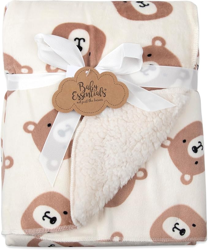 Baby Essentials Sherpa Fleece Baby Blanket 35x30 – Super Soft, Warm Reversible Baby Blankets for Newborns, Infants, Toddlers, and Nursery