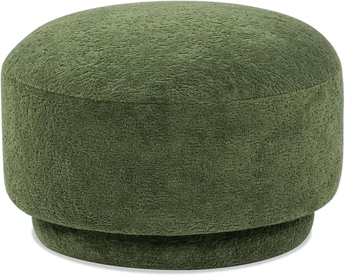 Jennifer Taylor Home Fuji 15" Mushroom Footstool Ottoman in Moss Green Fleeced Teddy