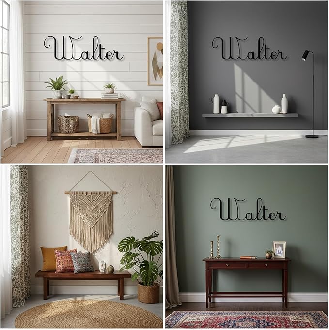 Custom Metal Words - Elegant Tall Script Name Sign - Custom Name Sign Baby - Refined Laser Cut Cursive Wall Art for Baby Name, Wedding & Luxury Home Decoration Gift