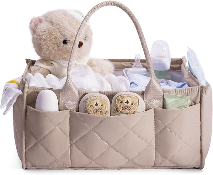 CEI-CEI Baby Diaper Caddy Organizer with Handle, Large Portable Nursery Storage Basket for Newborn Essentials, Changing Table and Car Organizer, Gift for Baby Shower