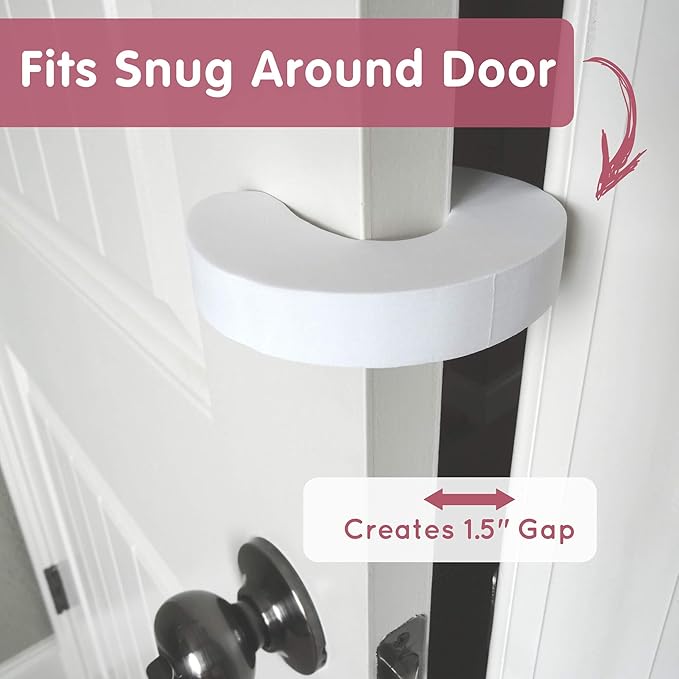Wittle Finger Pinch Guard - Baby Proof Door Stopper with Soft & Durable Foam - Keeps Doors from Slamming, Prevents Finger Pinch Injuries, and Child or Pet from Getting Locked in Room (2-Pack)