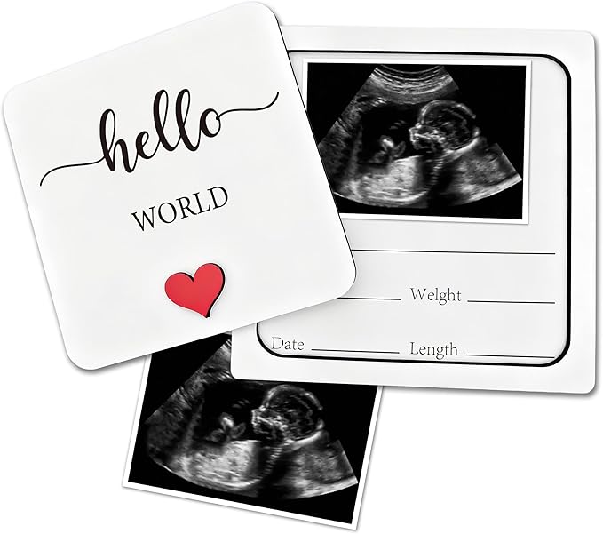 Baby Announcement Sign, Ultrasound Picture Frame Wooden Surprise Box, Hello World Newborn Sign, Birth Announcement Gifts, Pregnancy Reveal to Family, Friends, Auntie, Uncle