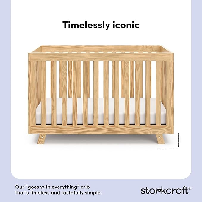 Storkcraft Beckett 3-in-1 Convertible Crib (Natural) – GREENGUARD Gold Certified, Fits Standard Crib Mattress, Converts to Toddler Bed and Daybed, 4 Adjustable Mattress Heights, Grow-with-Me Design