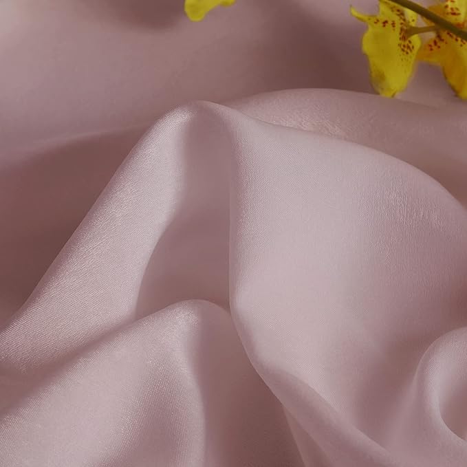 Melodieux Dusty Pink Velvety Semi Sheer Curtains 84 Inches Long for Bedroom, Living Room Natural Cotton Texture Rod Pocket Window Sheer Drapes, 52 by 84 Inch (2 Panels)