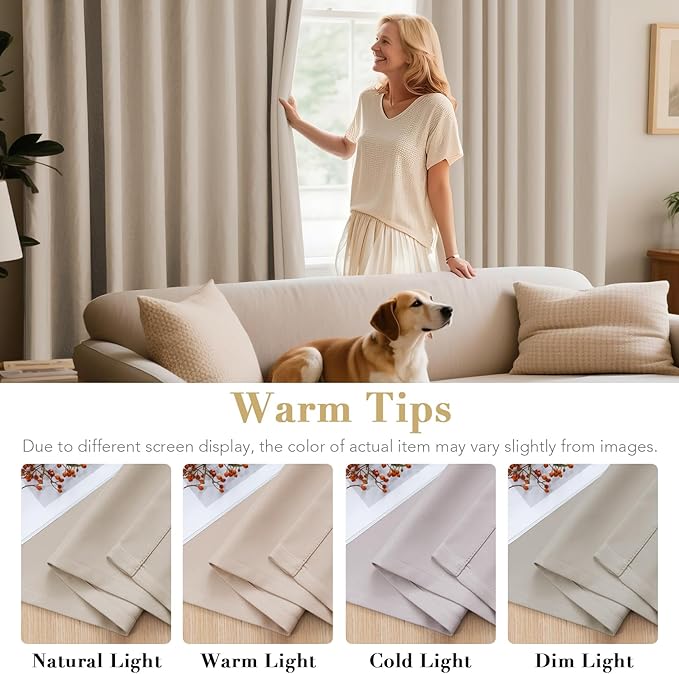 H.VERSAILTEX Blackout Curtains for Bedroom Thermal Insulated Room Darkening Living Room Curtains 63 Inch Long Grommet Privacy Protection Window Curtain Panels/Drapes for Nursery, 2 Panels, Fog