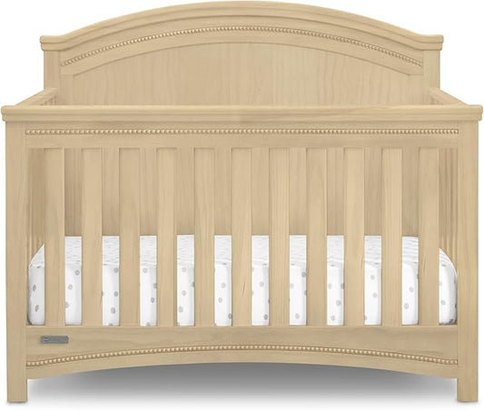 Delta Children Simmons Kids SlumberTime Emma 4-in-1 Convertible Baby Crib N More - Greenguard Gold Certified, Natural Sandstone