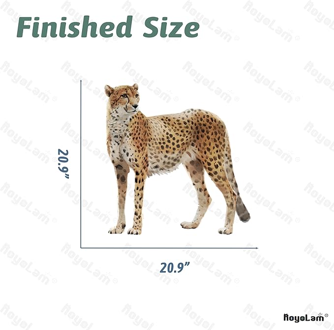 Lifelike Standing Cheetah Wall Decal Nursery Tropical Animal Leopard Wall Sticker Removable Peel and Stick Wall Art Decor Stickers for Kids Baby Classroom Preschool Living Room Bedroom School