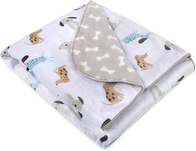 Sherpa Fleece Baby Blankets for Boys and Girls – Colorful, Reversible Baby Blankets for Newborns, Infants, Toddlers, and Nursery (Puppy Grey)