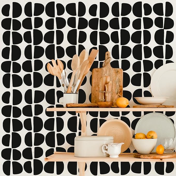 Geometric Wall Decals Vinyl Black Wall Stickers Abstract Art Sticker Modern Stickers Irregular Half Circle Arch Decal Peel and Stick Boho Black Wall Decals for Bedroom Living Room Decor