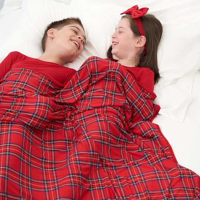 Little Sleepies Christmas Blanket, Soft Viscose from Bamboo Christmas Throw Blanket for Baby Boys & Girls, Lightweight, 50" x 50", Large (Holiday Plaid)