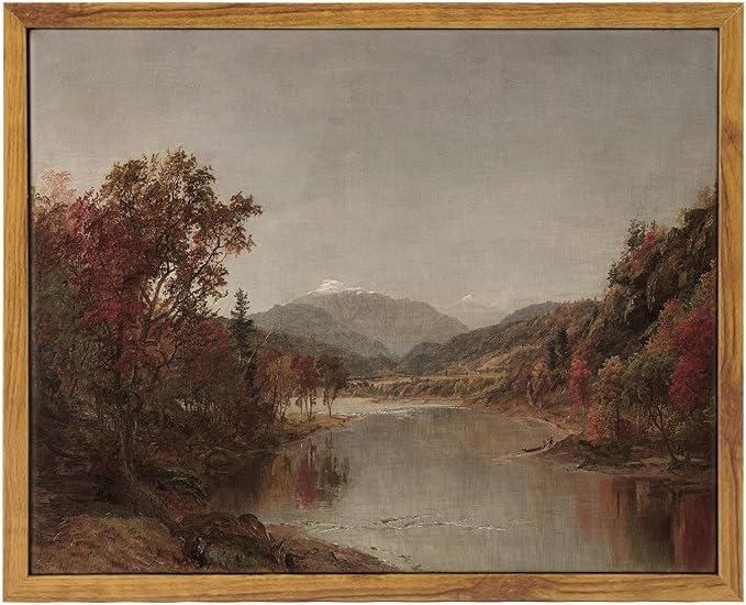 ARPEOTCY Vintage Framed Canvas Wall Art, 8x10 inches, Fall Natural Scenery Wall Decor for Living Room, Landscape Paintings for Bedroom, Rustic Farmhouse Framed Art Prints for Office