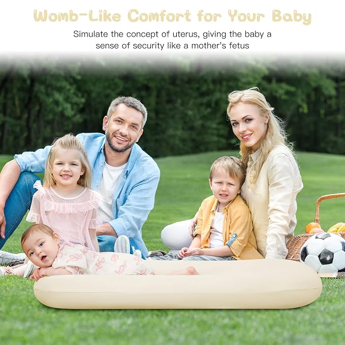 Lucakuins Baby Lounger, Bionic Design Baby Lounger for Newborn 0-24 Months, Soft Organic Cotton Breathable Lounger for Infants (White Newborn Lounger)