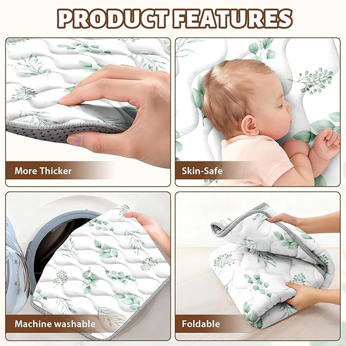 Baby Play Mat 50"x50" Extra Thick Foam Playmat - Water-Resistant Non-Slip Floor Mat & Cushioned Crawling Mat for Babies, Infants & Toddlers for Tummy Time(Green Leaf)