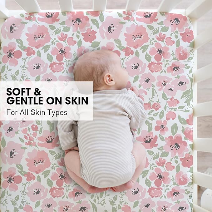 Little Grape Land Crib Sheets for Boys and Girls 2pk Baby Crib Fitted Sheet for Standard Size Crib and Toddler Mattress Super Soft Baby Sheet, Daliah
