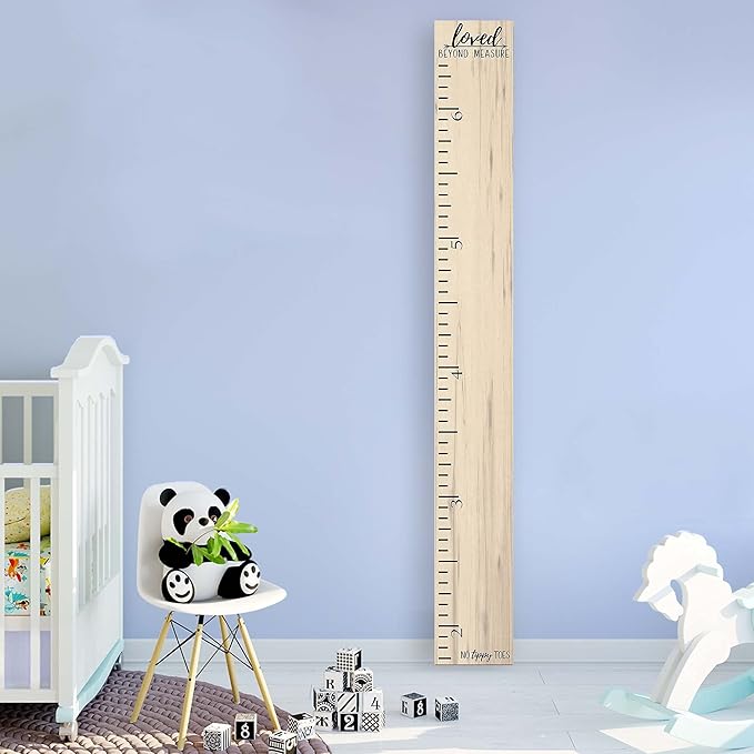 Back40Life Wooden Kids Growth Chart Ruler for Boys and Girls (No Tippy Toes - Loved Beyond Measure) (Weathered Natural)