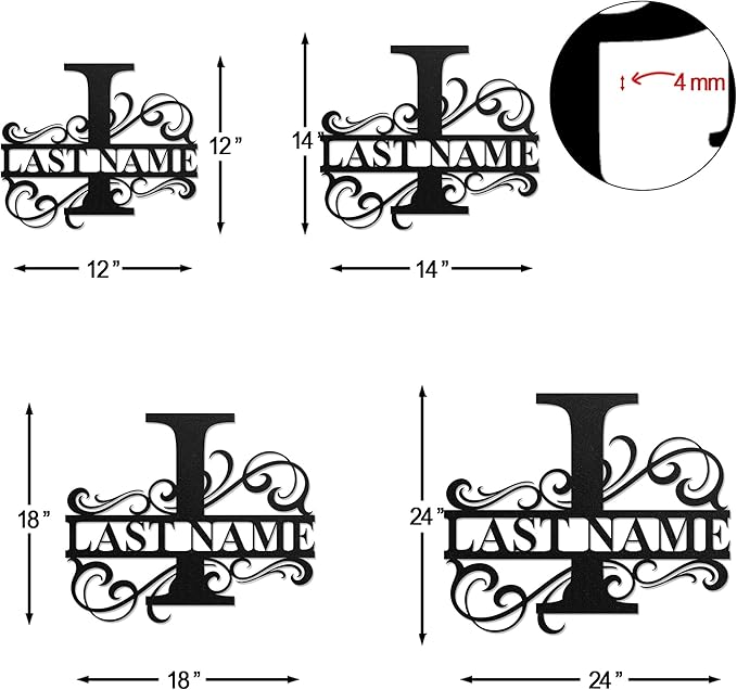 LULLBABYMALL Custom Metal Signs - Last Name Sign, Split Letter Monogram, Letter I, Family Name Wall Art, Outdoor Metal Signs, Personalized Wedding Gift
