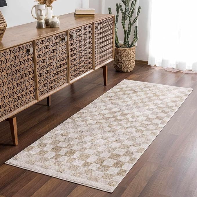 Hauteloom Benjy Living Room, Bedroom Area Rug - Farmhouse - Cream, Gold - 18" x 18"