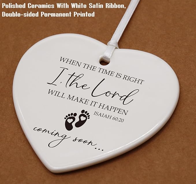 Heart Shaped Christmas Ornament-Pregnancy Announcement Gift-Promoted to New Grandparents Grandma Grandpa or Auntie and Uncle-New Baby Coming Soon-Reveal Present for Family-Keepsake Decor
