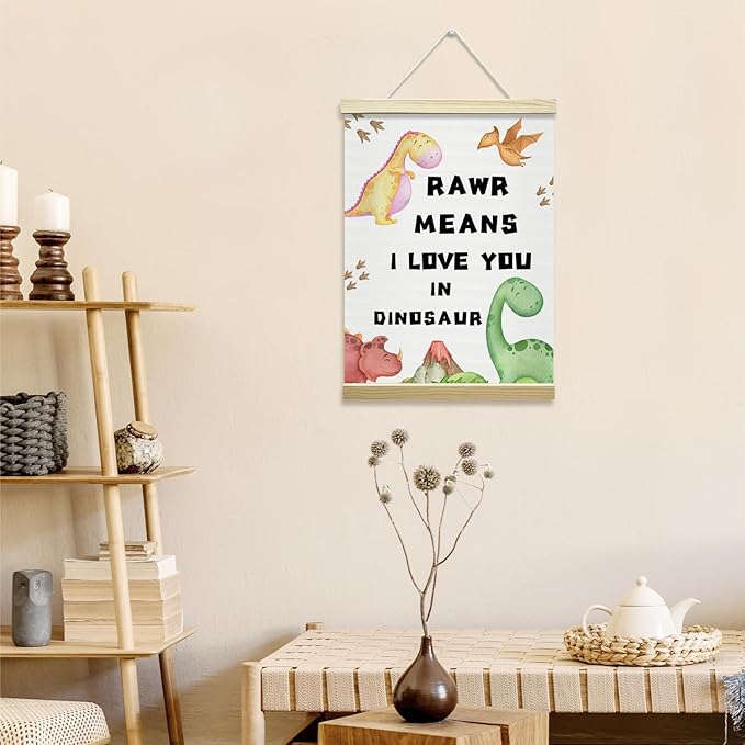 Nopoben Dinosaurs Poster Hanger Frame, Dinosaurs Wall Art With Wooden Poster Hanger, Boys Room Wall Decor, Boys Playroom Kids Toddler Room Decor(12x16 Inches)-31