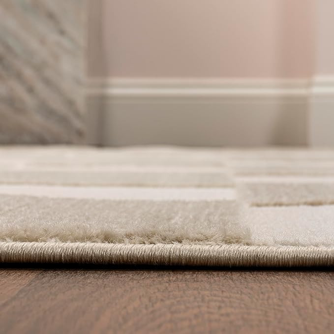 JONATHAN Y Checkerboard High-Low Indoor Area Rug 3X5 Beige/Cream, Thea Modern Geometric for Living Room, Bedroom, Kitchen, Office, Easy-Cleaning, High Traffic, Pet-Friendly, Non-Shedding SND103A-3