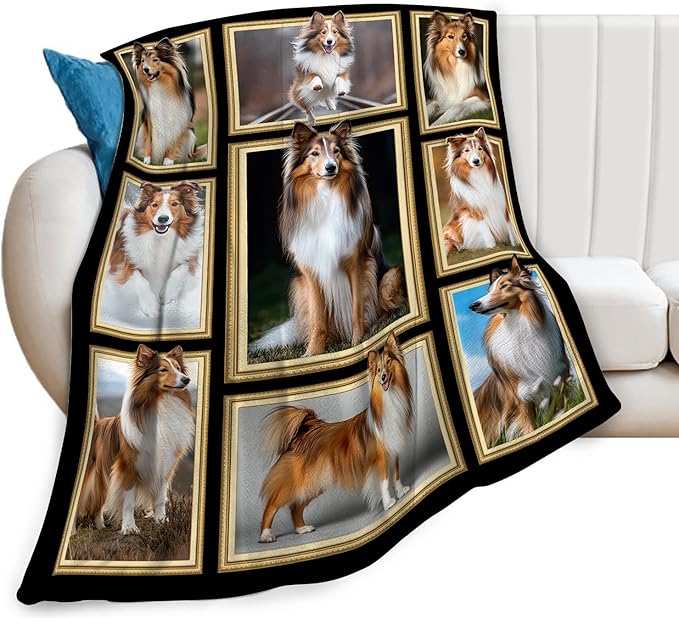 Sheltie Blanket Shetland Sheepdog Decor Gifts Throw Blanket Super Soft Flannel Lightweight Fluffy Plush Cozy Fuzzy Fleece Stuff Blanket for Dog Lover Kids Boys Adults Man for Bed Sofa 40"X50"