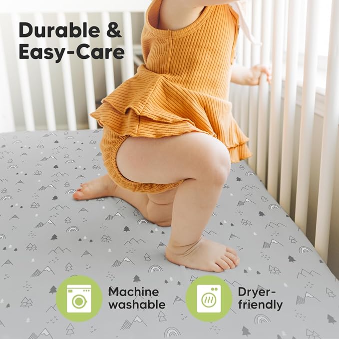 KeaBabies 2-Pack Baby Crib Sheets for Boys, Girls - 52x28 Viscose Derived from Bamboo Toddler Bed Sheets Neutral, Fitted Crib Mattress Cover for Standard Baby Bedding, Soft & Cozy (Woodland)
