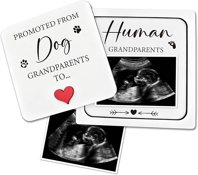 Pregnancy Announcement, Ultrasound Picture Frame Wooden Surprise Box, Promoted From Dog Grandparents To Human Grandparents, Birth Announcement Ideas - Pregnancy Reveal Gifts