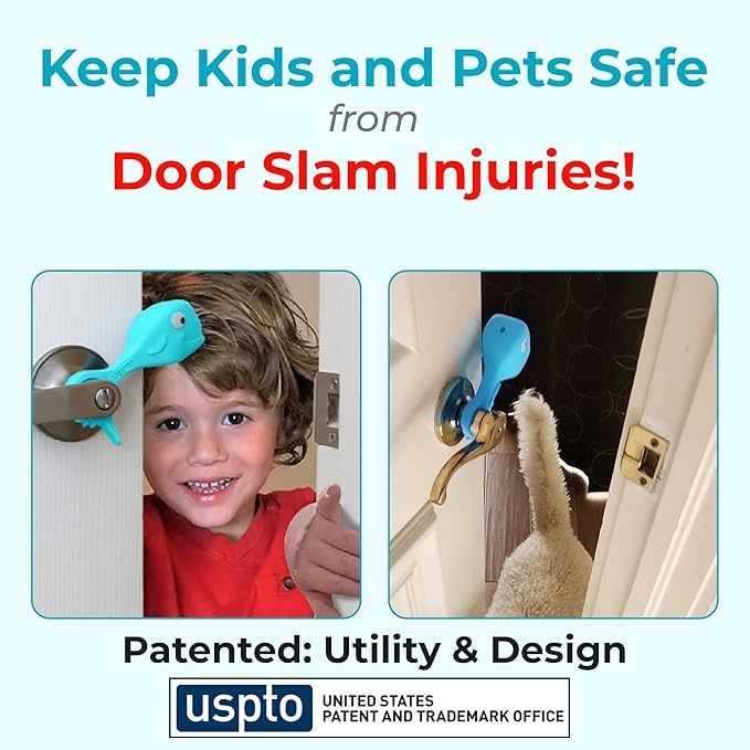 Baby Proofing Door Stopper, Door Pinch Guards Protect Child Fingers & PET Tails. Baby Safety Finger Protectors Prevent Pinch Injuries – Kids and Adults Love Whale Pinch Guard. (Pack of 3)
