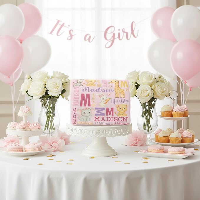 Personalized Baby Blanket for Boys Girls, Ship Next Day, Custom Name Blanket with Name, Printed in USA, Personalized Gifts for Baby Shower Birthday Christmas, Soft Blankets for Newborn Kids Adult