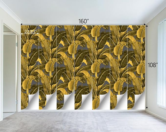 Vintage Gold Banana Leaf Bathroom wallpeper Living Room Bedroom Tropical Plant Wall Mural - 160"x108" (Not Peel and Stick)