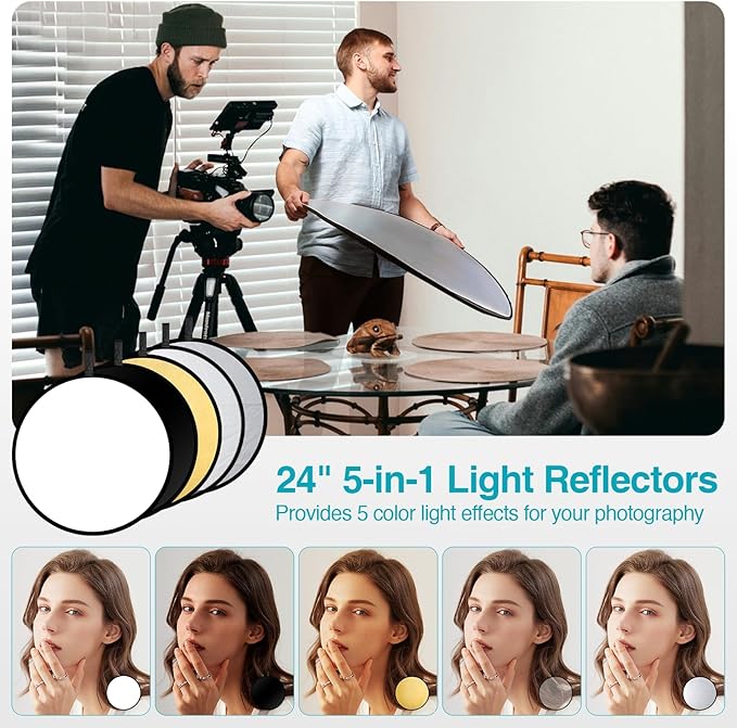 EMART 8.5 x 10 ft Backdrop Support System, Professional Photography Lighting Kit with 50W LED Blub, 6 * 9ft Backdrop *3, Reflector,Umbrellas&Softbox Lighting Kit for Studio, Portrait, Video Shooting