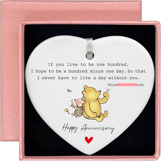 Heart Shaped Christmas Ornament-Wedding Gift for Couple Husband Wife Boyfriend Girlfriend-Anniversary Present-Romantic Ceramic Keepsake Decor Marriage Celebration