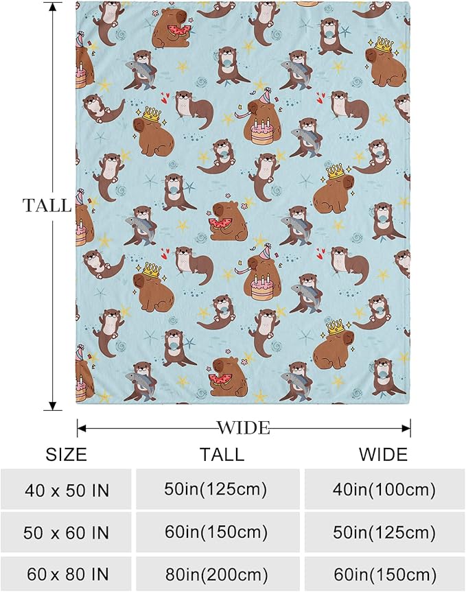 Ultra Soft Fleece Blanket- Lightweight & Warm Throw Blanket for Couch, Cozy Plush Sherpa Blanket for Adults Kids, Durable & Easy Care (Capybara Otter, 60x80 in)