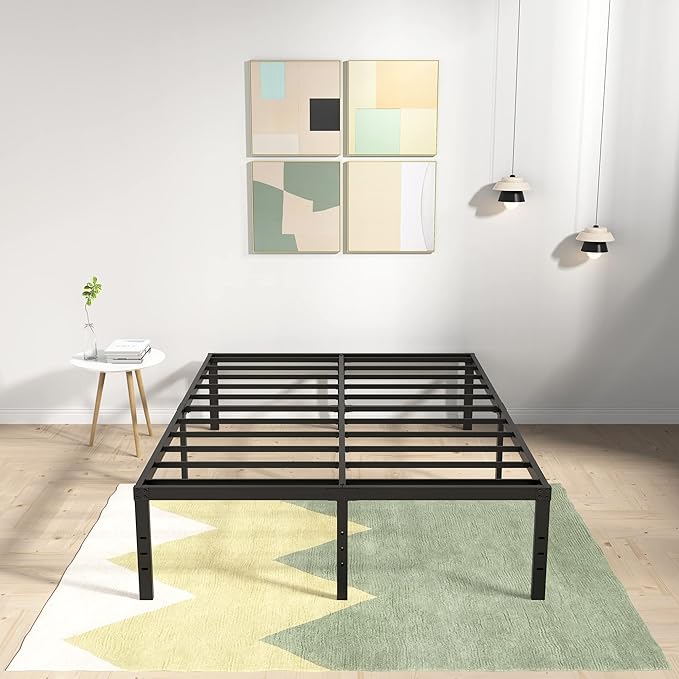 18 Inch King Bed Frame Heavy Duty Metal Platform No Box Spring Needed, Maximum Storage, Easy Assembly, No Noise, Black