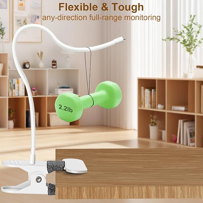 15.7in Flexible Baby Monitor Mount Compatible with Nanit Pro Smart Baby Monitor & Flex Stand, Also for Cameras with 1/4 Screw Mount 360° Adjustable Long Gooseneck Arm for Crib, Dresser, Shelf